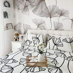 Completo Letto Singolo in Puro Cotone con Stampa Contemporary - Fantasia Inga Black