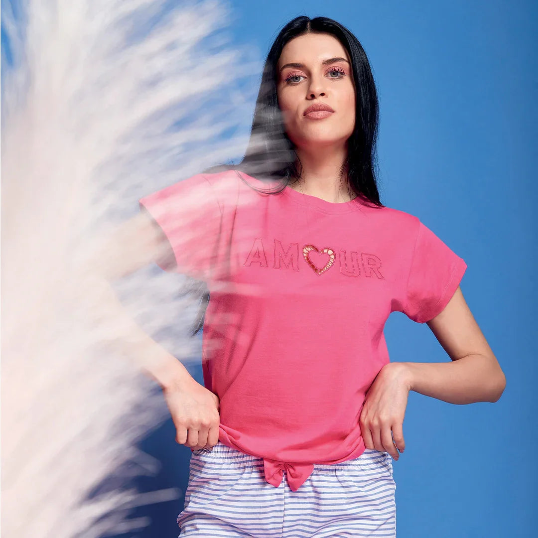 Pigiama Lungo da Donna Cherie Juliana Fuchsia - Amo La Casa Shop