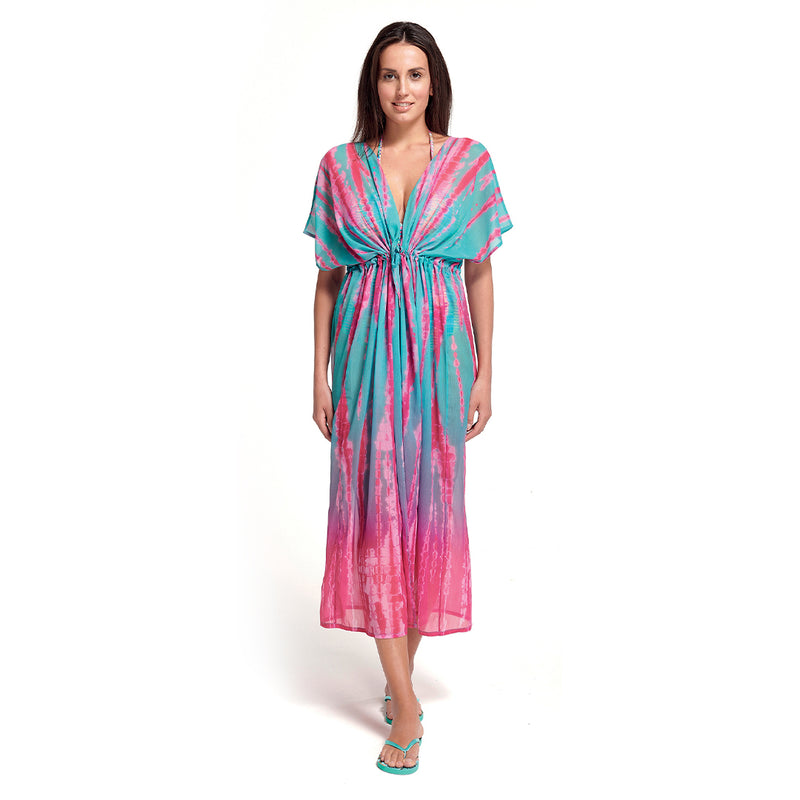Kimono Lungo Donna Polinesia Armonia Fucsia