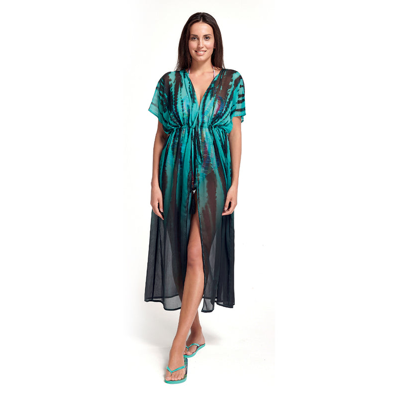 Kimono Lungo Donna Polinesia Armonia Blu