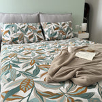 Completo Letto Matrimoniale in Puro Cotone con Stampa Contemporary - Fantasia Stockholm Teal - Amo La Casa Shop