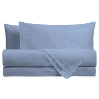 Completo Letto Matrimoniale in Cotone - Tinta Unita Azzurro - Amo La Casa Shop
