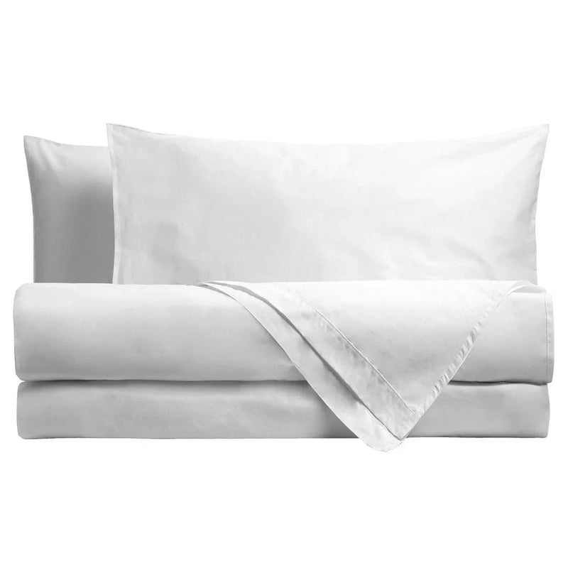 Parure Copripiumino Matrimoniale in Cotone - Tinta Unita Bianco - Amo La Casa Shop