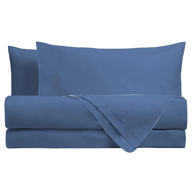 Completo Letto Matrimoniale in Cotone - Tinta Unita Blu Royal - Amo La Casa Shop
