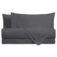 Completo Letto Matrimoniale in Cotone - Tinta Unita Grigio Scuro - Amo La Casa Shop