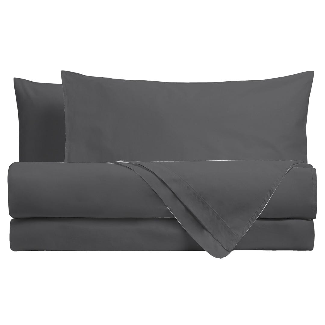 Completo Letto Piazza e Mezza in Cotone - Tinta Unita Grigio Scuro - Amo La Casa Shop