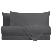 Completo Letto Piazza e Mezza in Cotone - Tinta Unita Grigio Scuro - Amo La Casa Shop