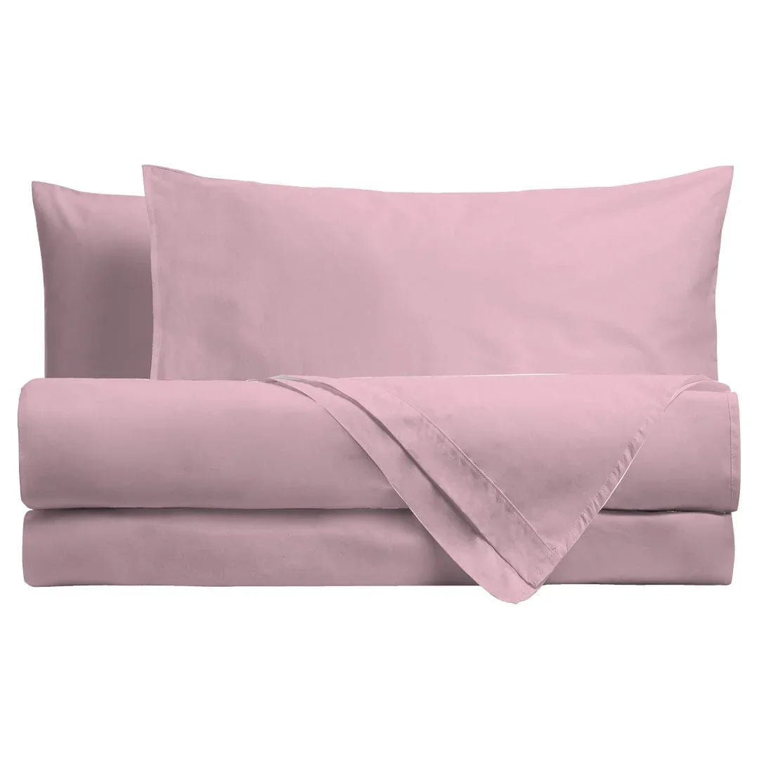 Completo Letto Matrimoniale in Cotone - Tinta Unita Rosa - Amo La Casa Shop