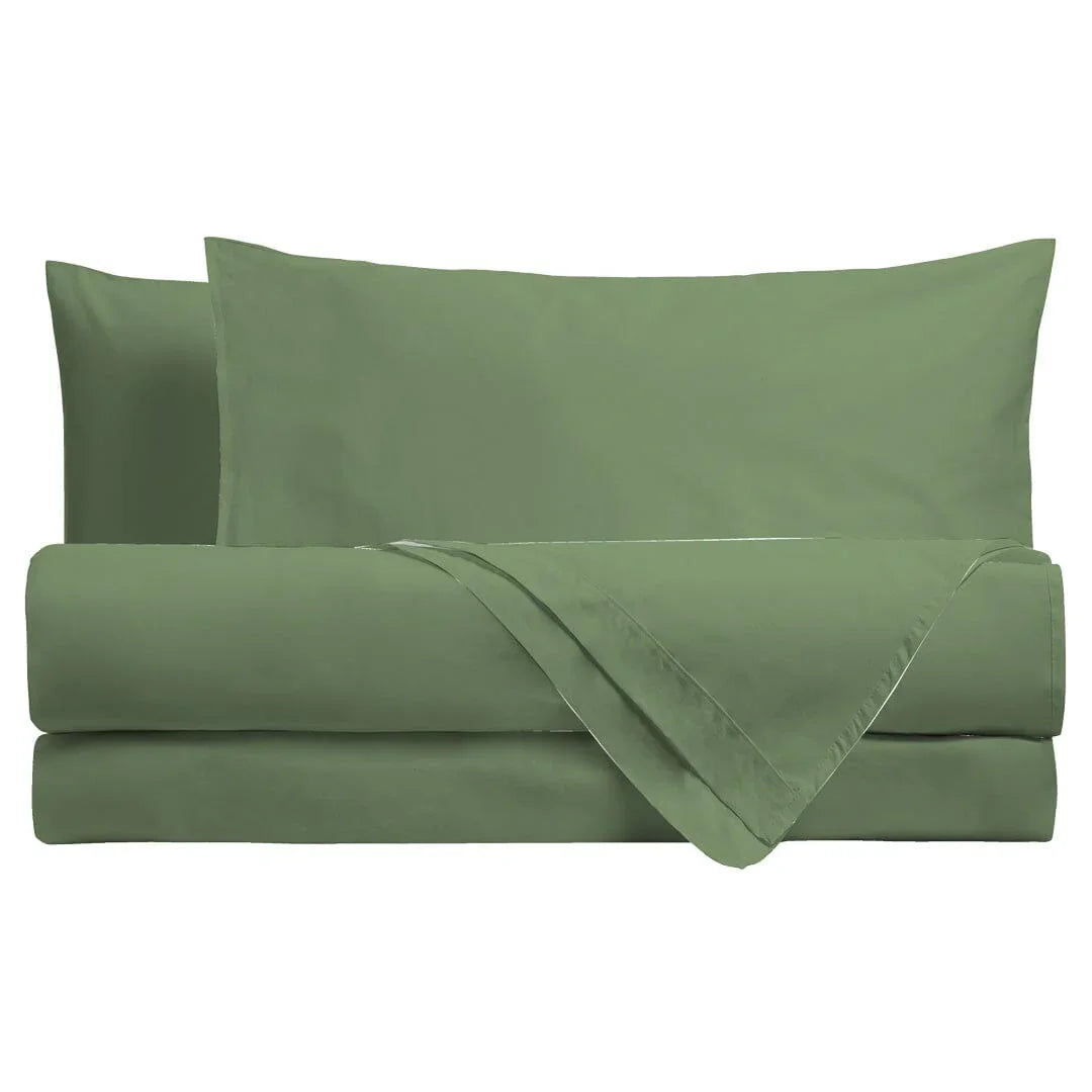 Completo Letto Piazza e Mezza in Cotone - Tinta Unita Verde - Amo La Casa Shop
