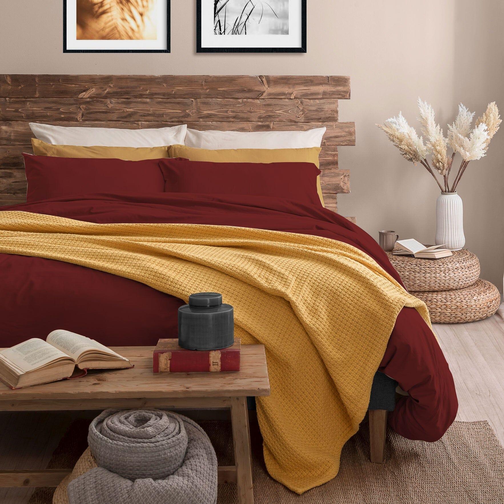 Completo Letto Singolo in Microfibra Softy Yarn - Tinta Unita Bordeaux - Amo La Casa Shop