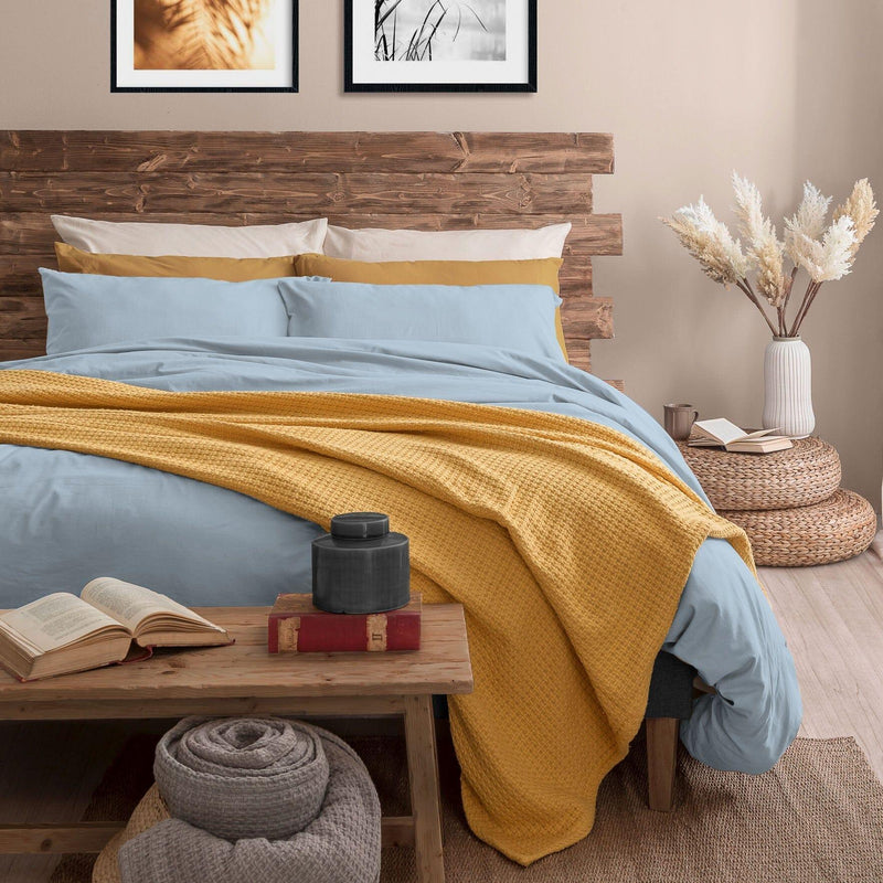 Completo Letto Singolo in Microfibra Softy Yarn - Tinta Unita Azzurro - Amo La Casa Shop