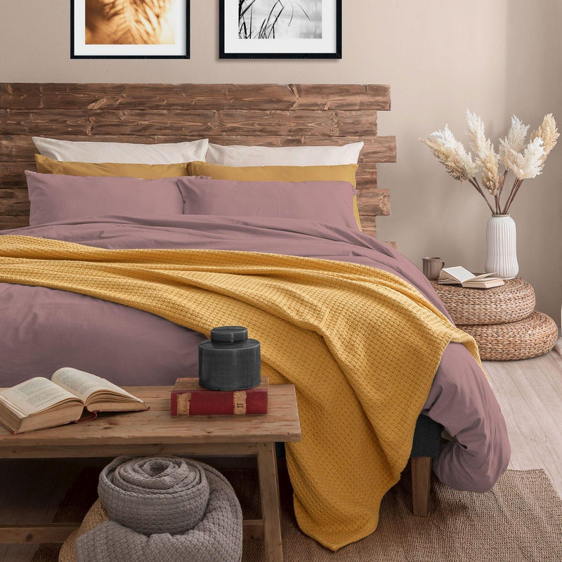 Completo Letto Singolo in Microfibra Softy Yarn - Tinta Unita Mauve - Amo La Casa Shop