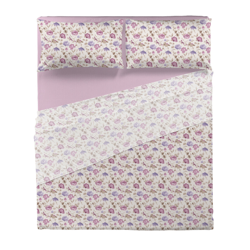 Completo Letto Matrimoniale Basic - Fantasia Marlise Mauve