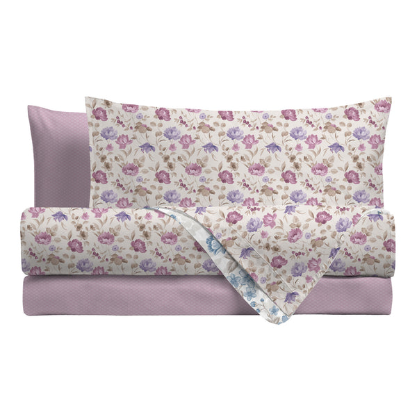 Completo Letto Matrimoniale Basic - Fantasia Marlise Mauve