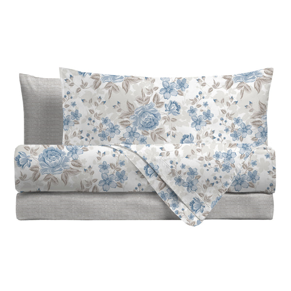 Completo Letto Matrimoniale Basic - Fantasia Neha Blue