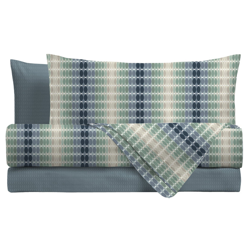 Completo Letto Piazza e Mezza in Cotone con Stampa - Fantasia Acqua Adrian Blue