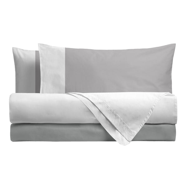 Happidea Completo Letto Piazza e Mezza in Cotone Bicolore Bianco/Perla