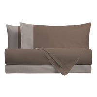Happidea Completo Letto Matrimoniale in Cotone Bicolore Biscotto/Sabbia