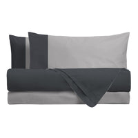 Happidea Completo Letto Piazza e Mezza in Cotone Bicolore Grafite/Perla
