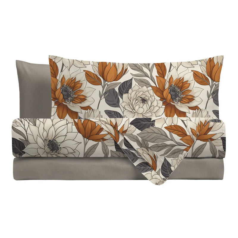 Completo Letto Singolo con Stampa - Fantasia Brandy Colette Beige - Amo La Casa Shop
