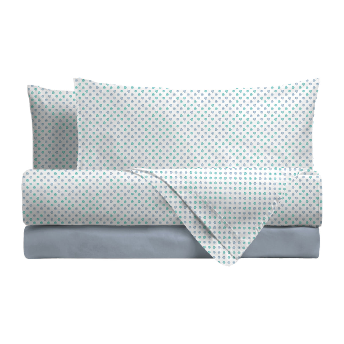 Completo Letto Matrimoniale in Cotone con Stampa - Fantasia Cornelia Blue