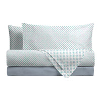 Completo Letto Matrimoniale in Cotone con Stampa - Fantasia Cornelia Blue