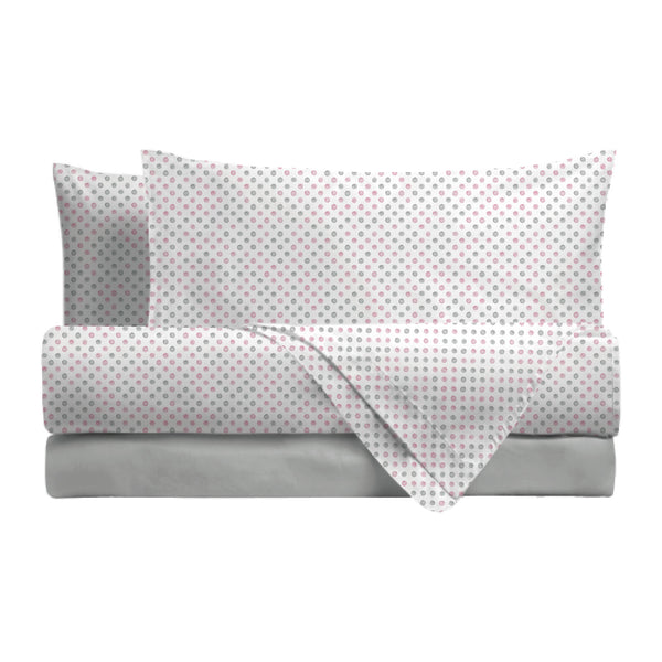 Completo Letto Matrimoniale in Cotone con Stampa - Fantasia Cornelia Pink