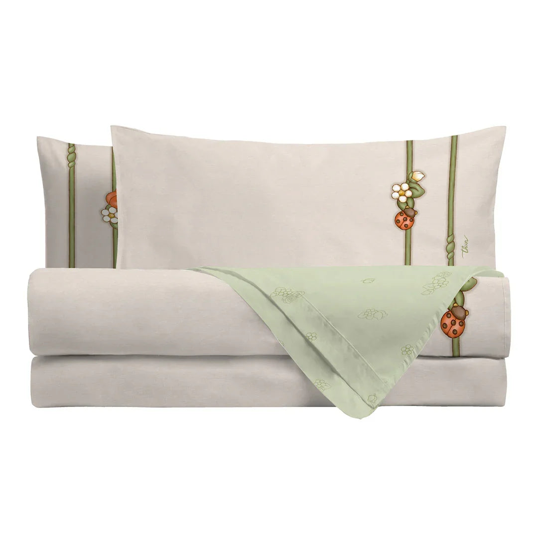 THUN® Parure Copripiumino Singolo in Cotone Country Bloom Beige - Amo La Casa Shop