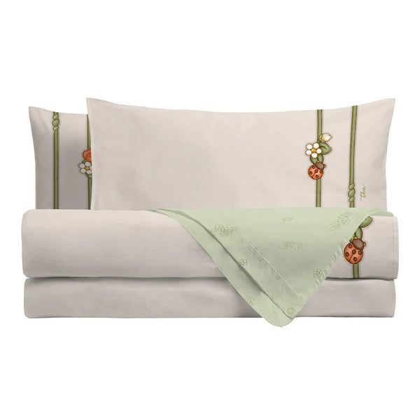 THUN® Parure Copripiumino Piazza e Mezza in Cotone Country Bloom Beige - Amo La Casa Shop