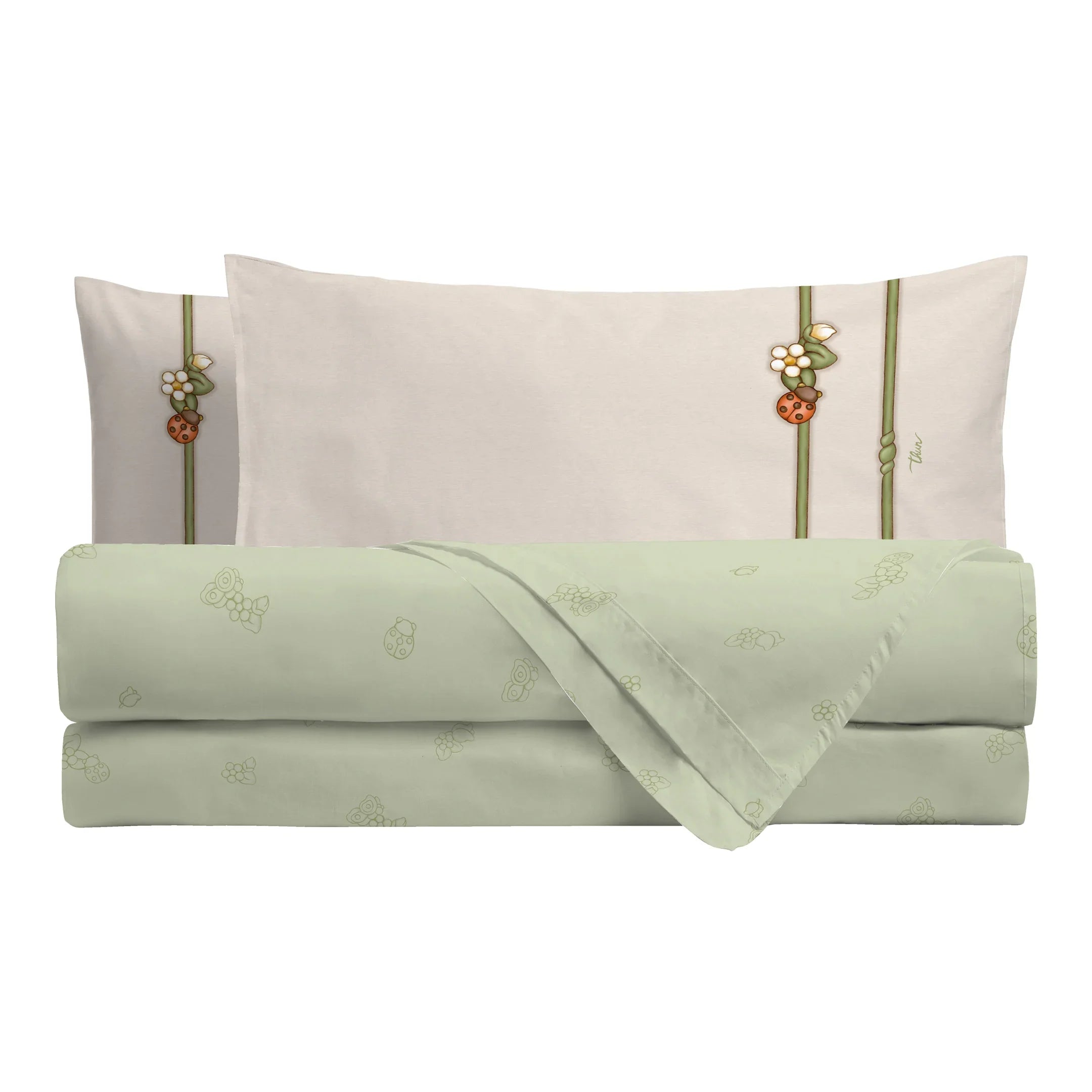 THUN® Completo Letto Piazza e Mezza in Cotone Country Bloom Green - Amo La Casa Shop
