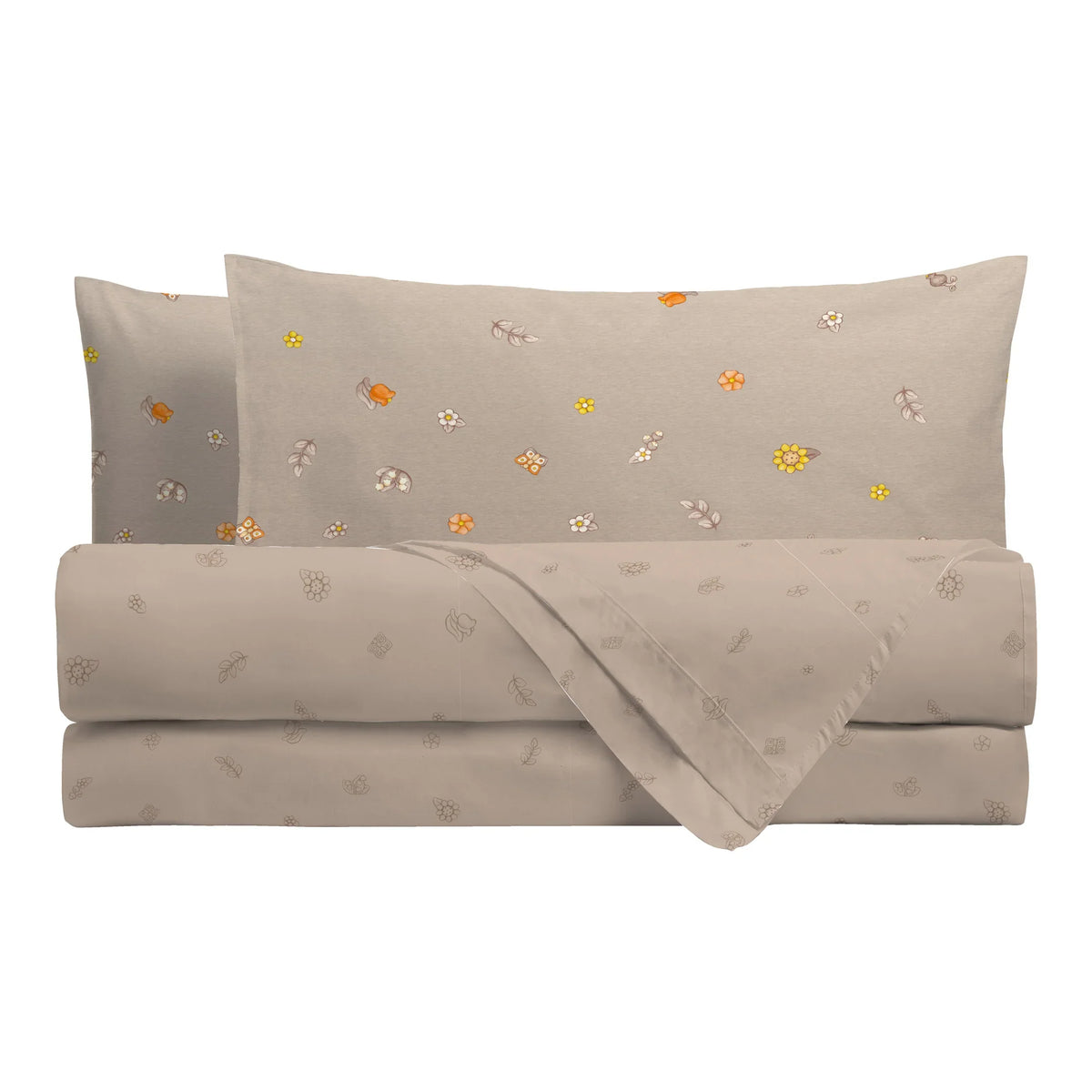 THUN® Completo Letto Matrimoniale in Cotone Country Flowers Beige - Amo La Casa Shop