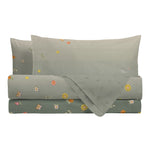 THUN® Parure Copripiumino Matrimoniale in Cotone Country Flowers Sage Green - Amo La Casa Shop