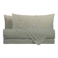 THUN® Completo Letto Piazza e Mezza in Cotone Country Flowers Sage Green - Amo La Casa Shop