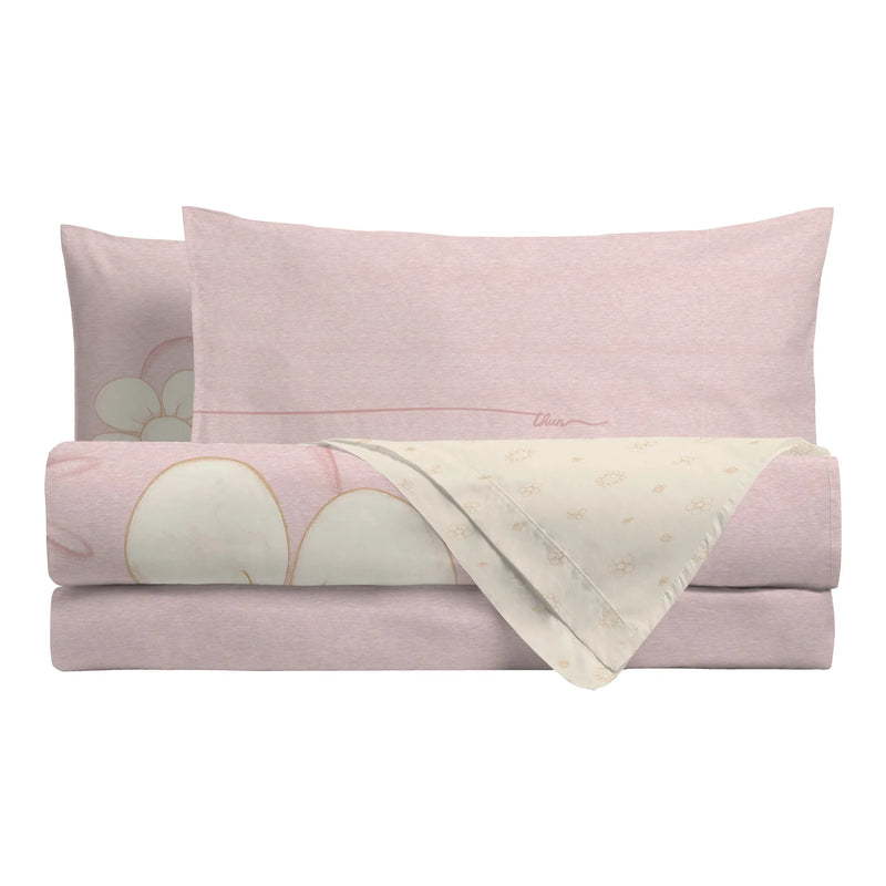 THUN® Parure Copripiumino Piazza e Mezza in Cotone Iconic Elegance Daisy Pink - Amo La Casa Shop