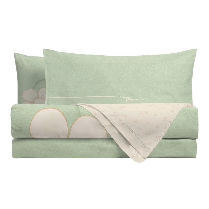 THUN® Parure Copripiumino Piazza e Mezza Iconic Elegance Daisy Green - Amo La Casa Shop