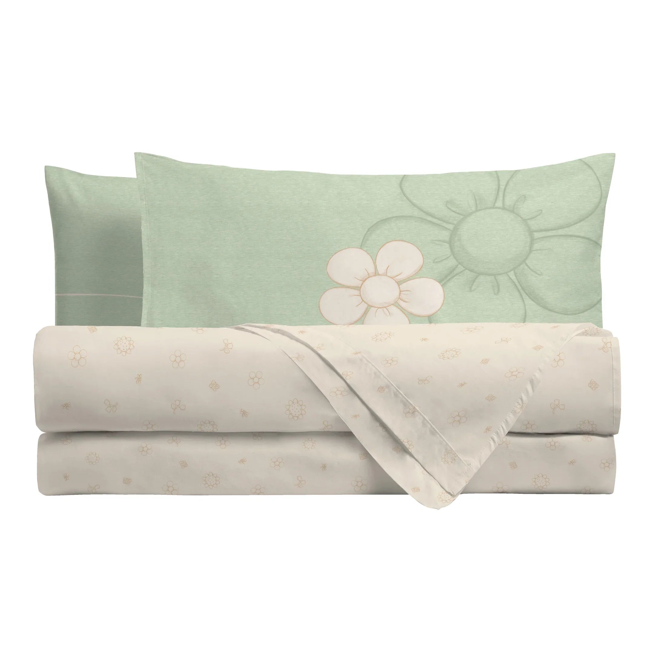 THUN® Completo Letto Singolo in Cotone Iconic Elegance Daisy Green - Amo La Casa Shop
