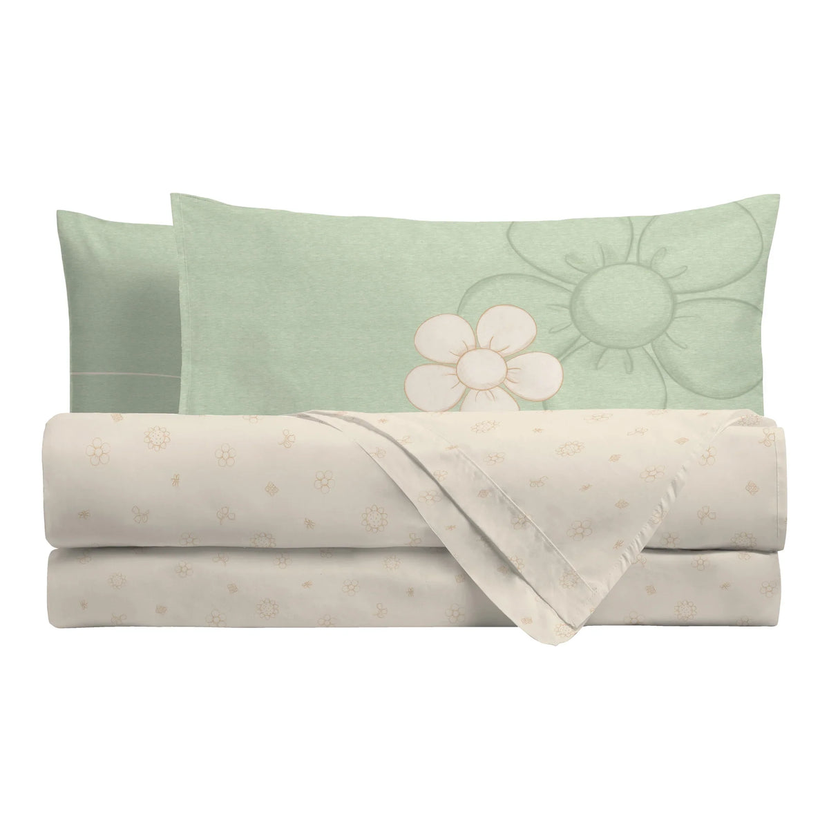 THUN® Completo Letto Singolo in Cotone Iconic Elegance Daisy Green - Amo La Casa Shop