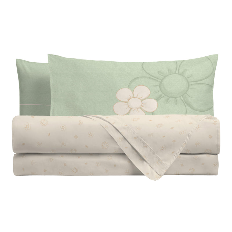 THUN® Completo Letto Matrimoniale in Cotone Iconic Elegance Daisy Green - Amo La Casa Shop