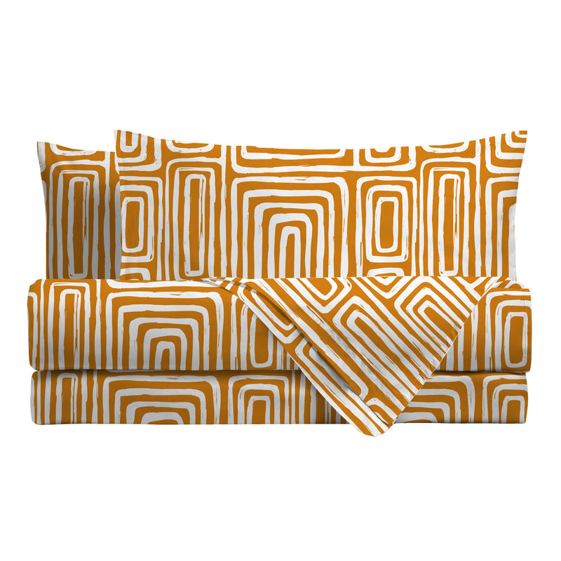 Completo Letto Matrimoniale in Cotone con Stampa Danjel Rust