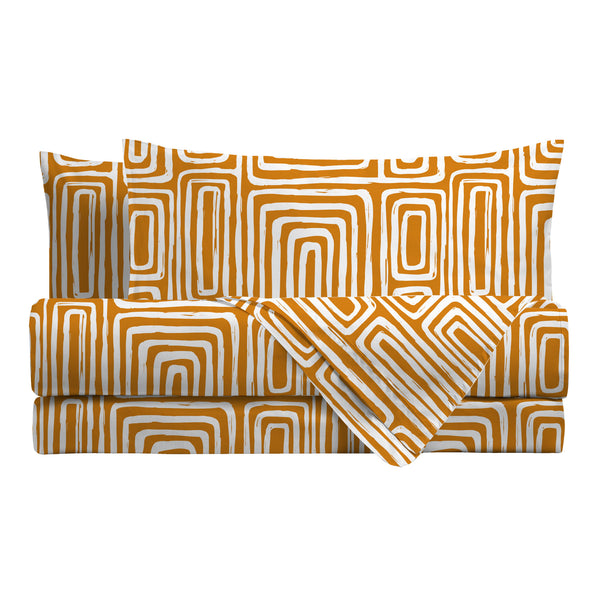 Completo Letto Singolo in Cotone con Stampa Danjel Rust