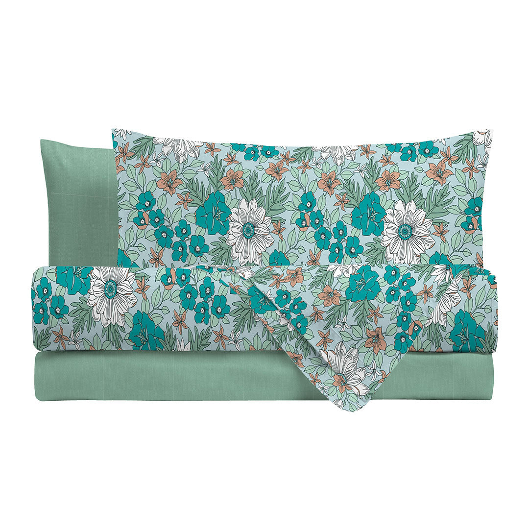 Completo Letto Matrimoniale Basic Delilah Light Blue - Amo La Casa Shop
