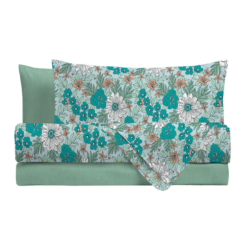 Completo Letto Matrimoniale Basic Delilah Light Blue - Amo La Casa Shop