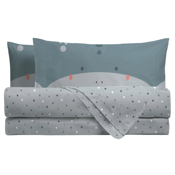Parure Copripiumino Singolo con Stampa - Fantasia Funny Dragon Teal - Amo La Casa Shop
