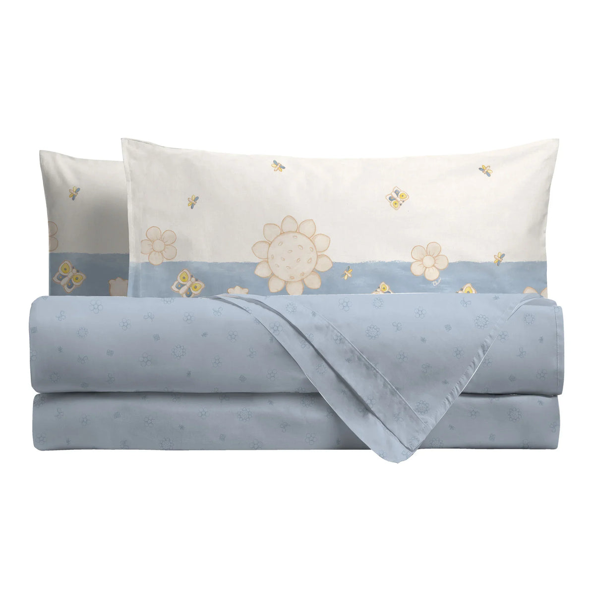 THUN® Completo Letto Matrimoniale in Cotone Elegance Azzurro - Amo La Casa Shop