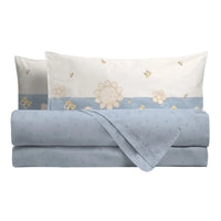 THUN® Completo Letto Matrimoniale in Cotone Elegance Azzurro - Amo La Casa Shop