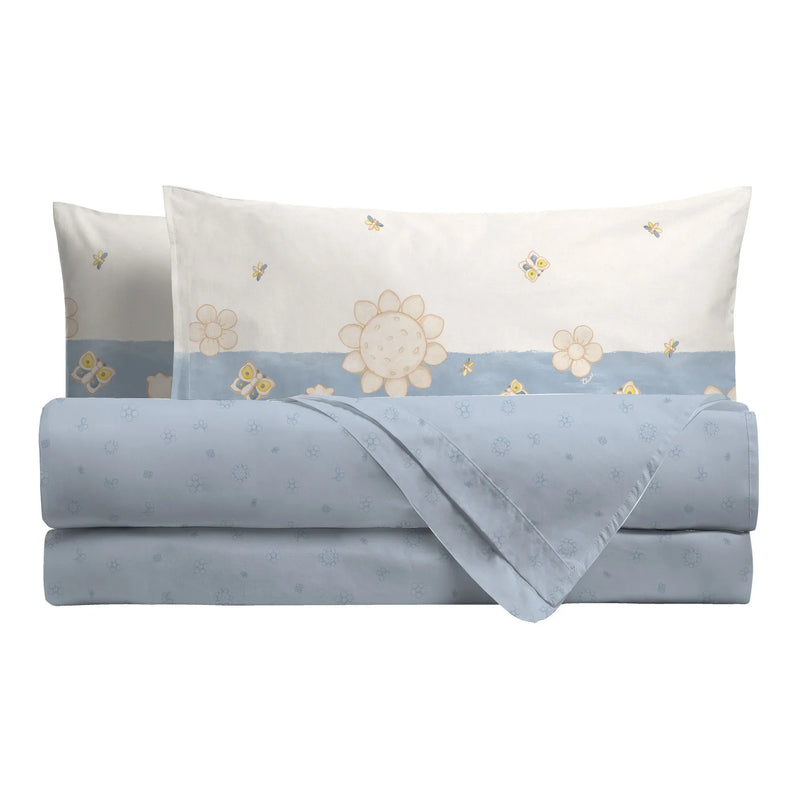 THUN® Completo Letto Singolo in Cotone Elegance Azzurro - Amo La Casa Shop