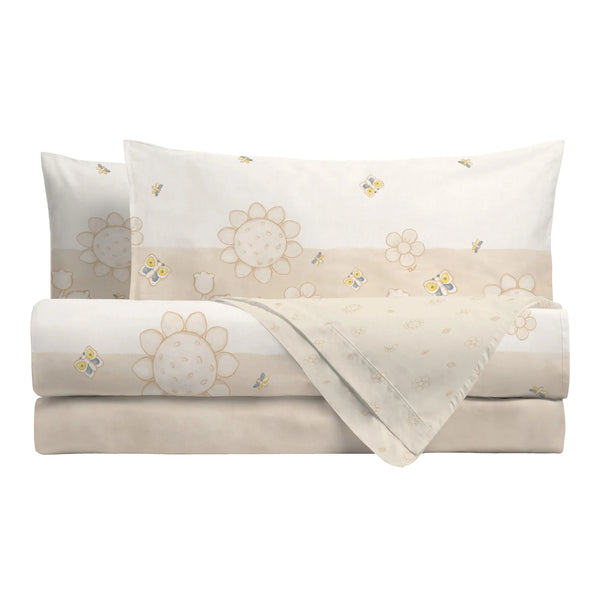THUN® Parure Copripiumino Piazza e Mezza in Cotone Elegance Beige - Amo La Casa Shop