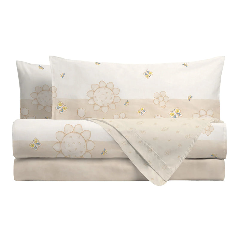 THUN® Parure Copripiumino Piazza e Mezza in Cotone Elegance Beige - Amo La Casa Shop