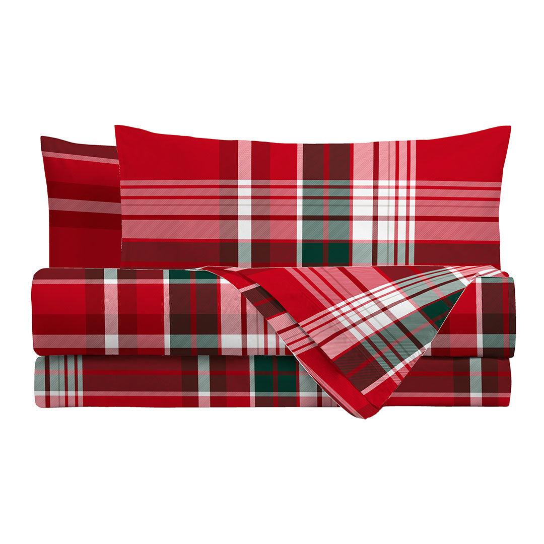 Completo Letto Singolo in Cotone con Stampa - Fantasia Classy Holly Espen Red