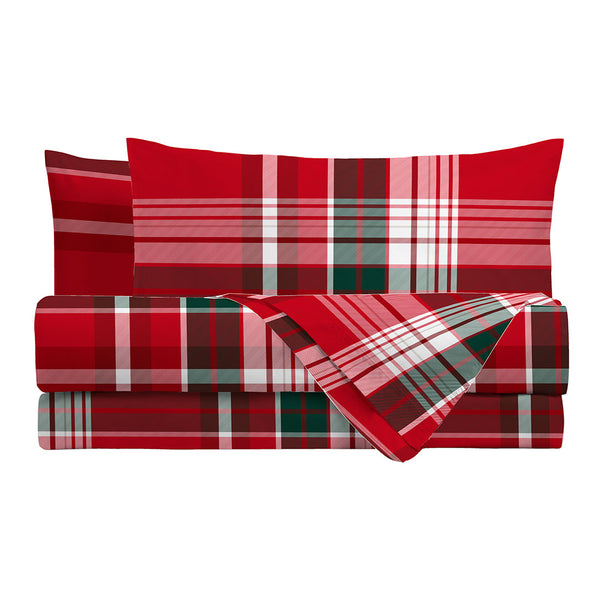Parure Copripiumino Matrimoniale in Cotone con Stampa - Fantasia Classy Holly Espen Red